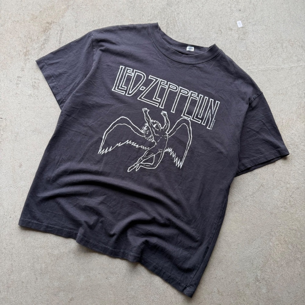 Modern Mens Led Zeppelin Swan Song Icarus Graphic Rock Tee Black Small